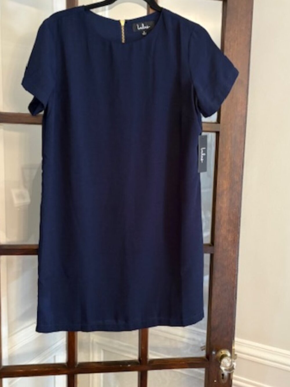 Lulus Navy Blue Short-Sleeve Shift Dress, Size Small